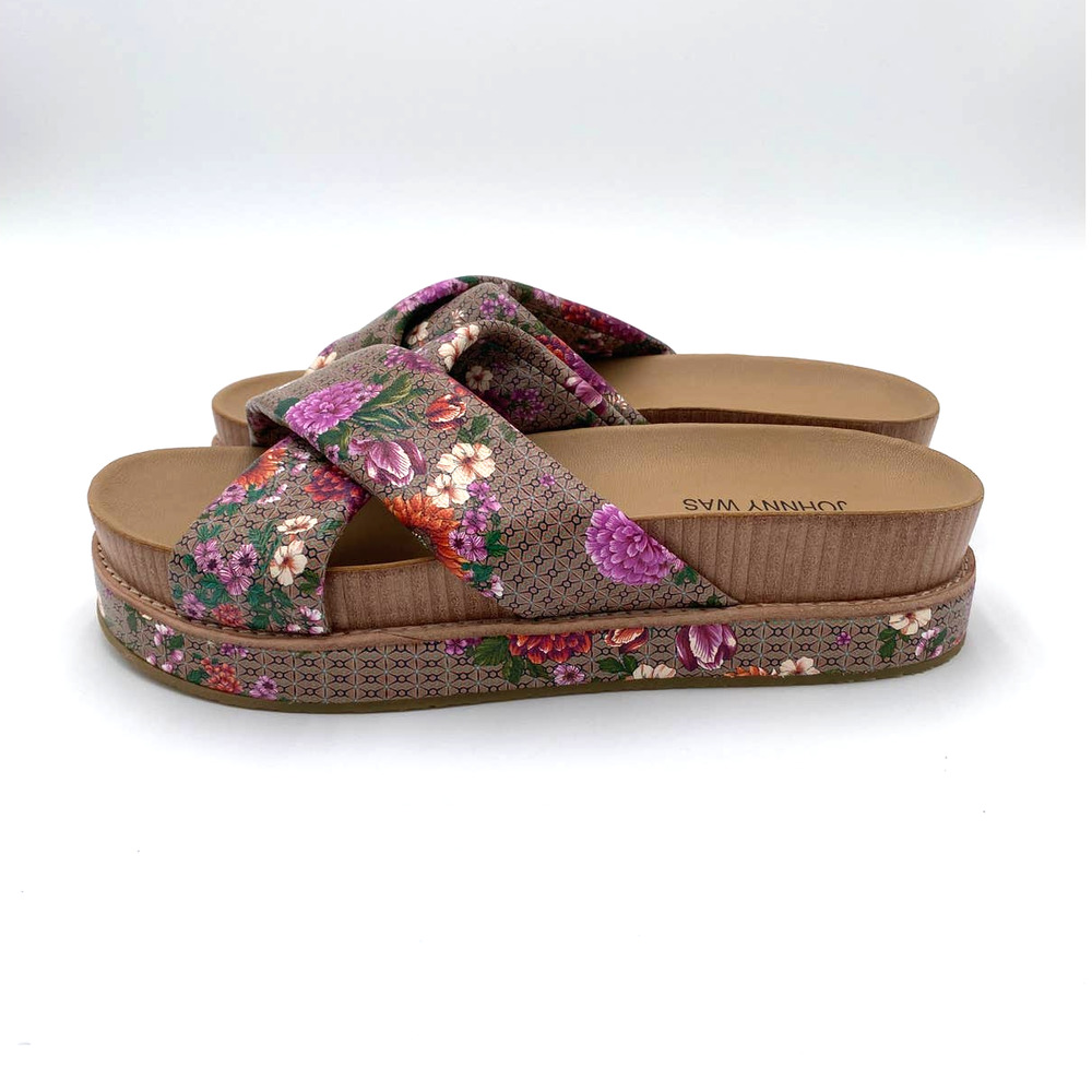 Johnny Was Jenna Floral Crisscross Platform Sandal EUC Woman's SZ: 7.5 WS3122